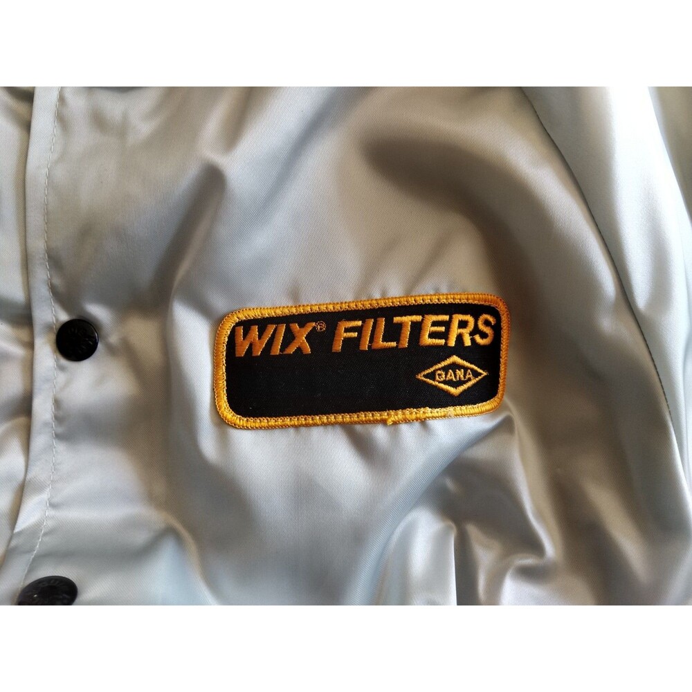 Vintage King Louie Pro Fit Silver Bomber Jacket Adult Large Nylon USA Wix Filter - Picture 7 of 16